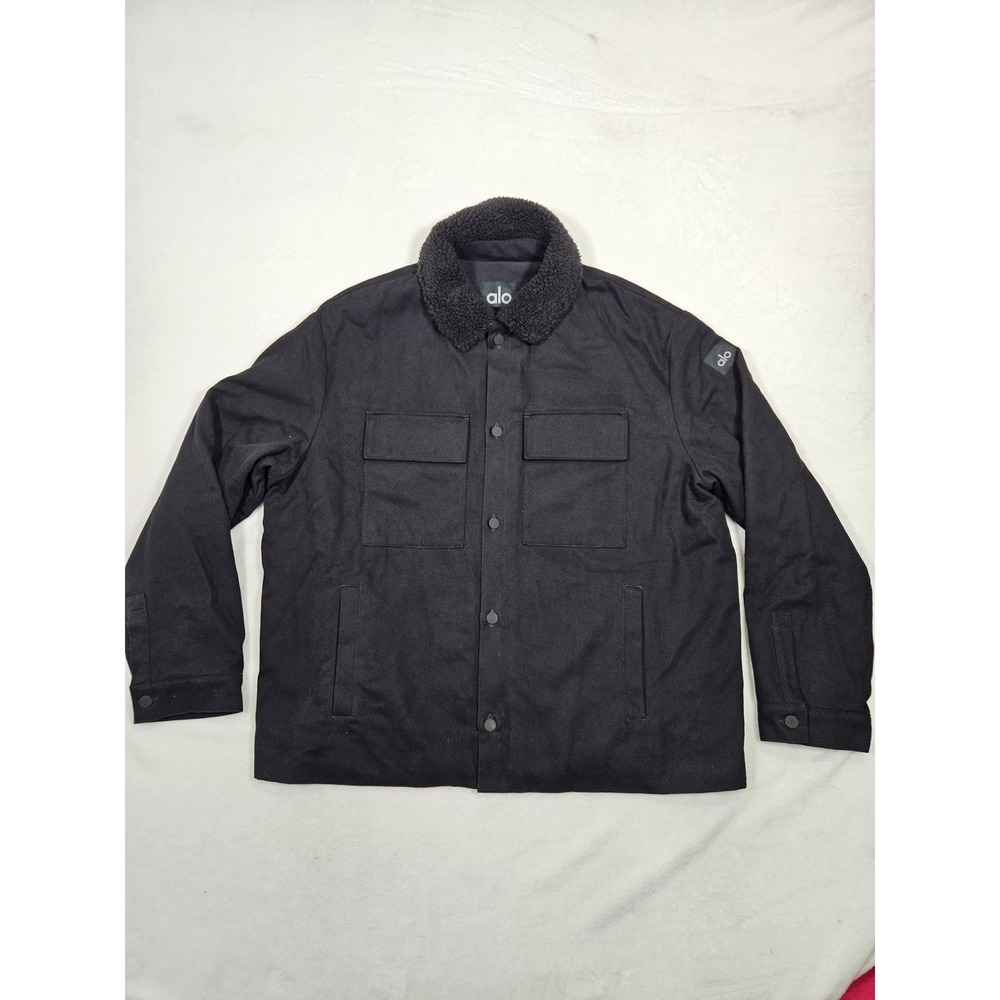 Alo Yoga Mens M4206R Black Canvas Sherpa Collar Utility Jacket XL